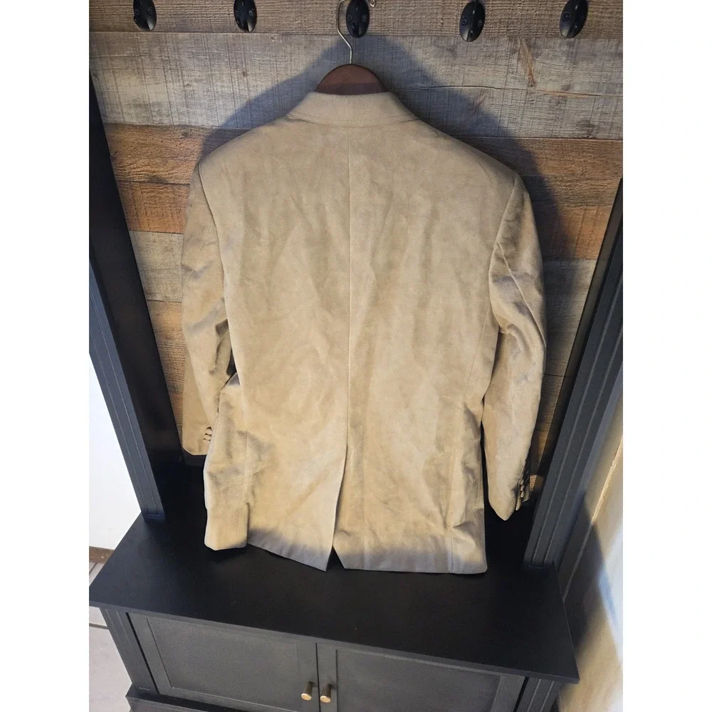 Princeton 1970 Suede Camel Suit Jacket, Vintage Tailored, Disco Era, Hong Kong